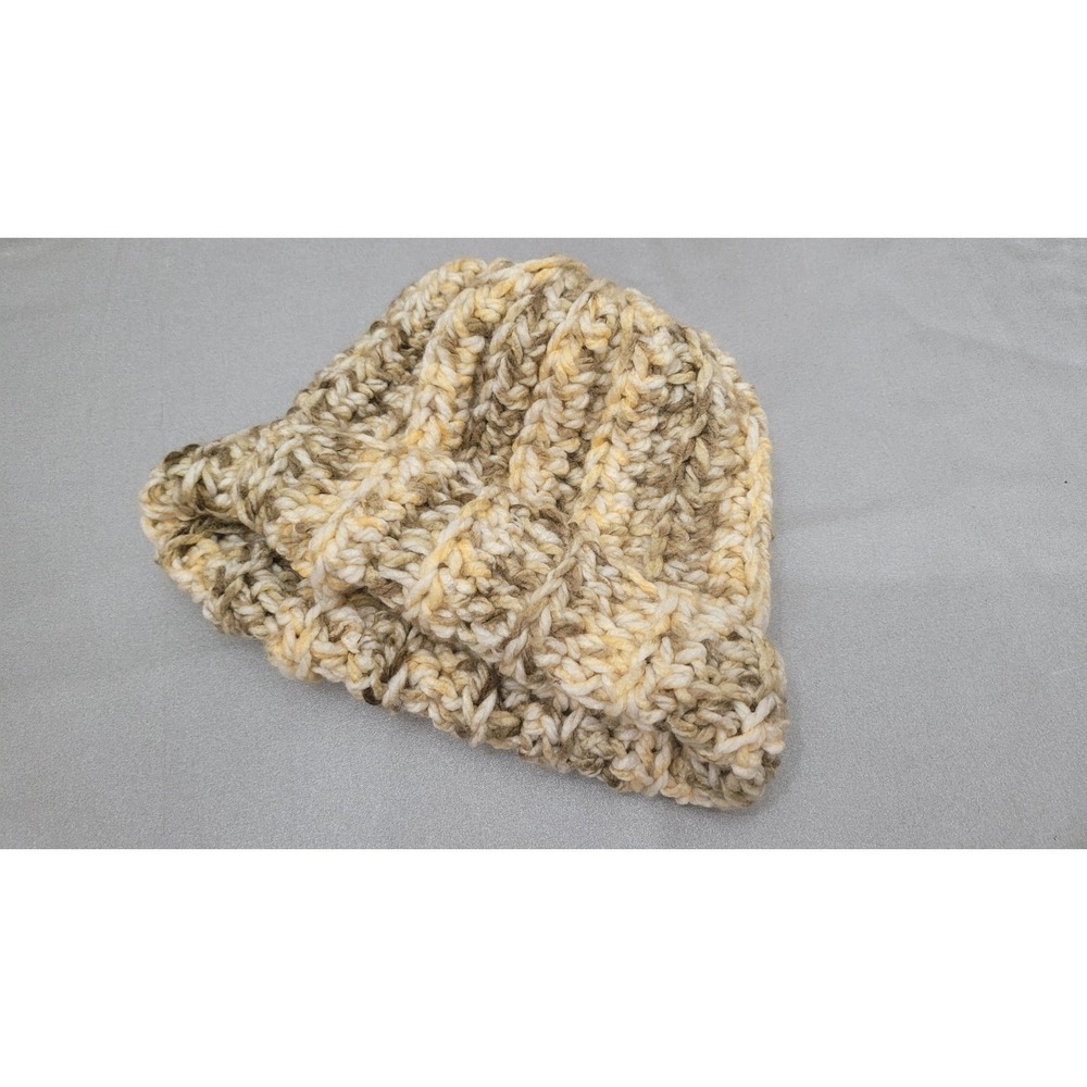 Women's‎ Chunky Knit Beanie One Size Beige Hat Winter Boho Crochet Ponytail Hat